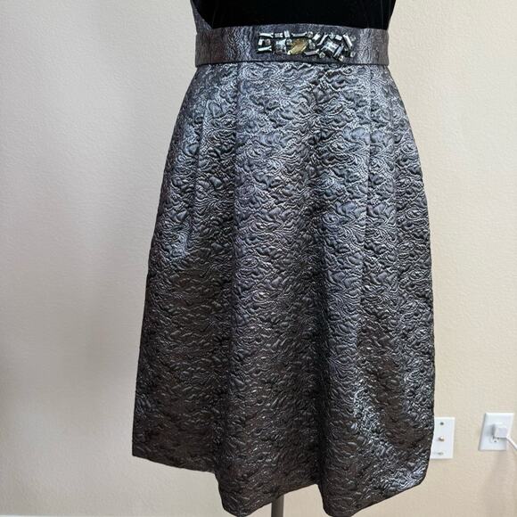Rickie Freeman for TERI JON Velvet Black and Silver Midi Dress Women's Sz 8 - Picture 6 of 16